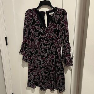 Calvin Klein Black and Purple Floral Dress